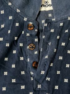 Men's Navy Blue Printed Polo T-Shirt