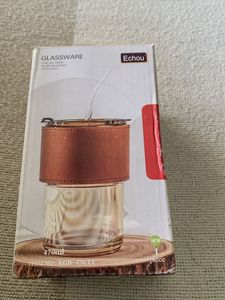 Stylish Glass Tumbler with Leather Sleeve