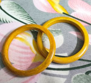 Vintage Yellow Wooden Bangle Set