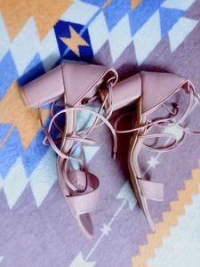 Peach Laceup Heels