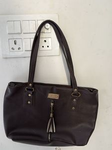 Stylish Brown Faux Leather Handbag