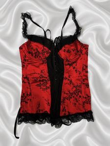 Red &amp; Black Lace Corset Top