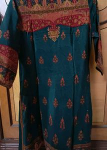 Green Kurta with Intricate Red Embroidery