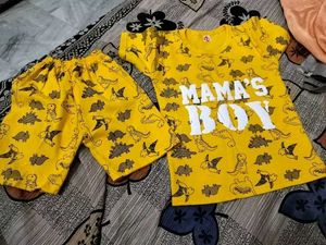 Cute Yellow Dino "Mama's Boy" Outfit