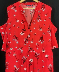 Red Printed Jumpsuit (Women)