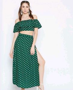 Lavender Off-Shoulder Crop Top & Skirt Set