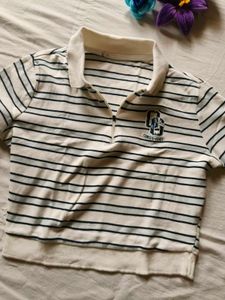 Striped Polo Crop Top