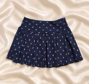 Cute Navy Star Print Pleated Skirt