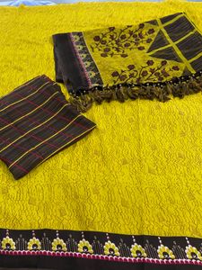 Yellow &amp; Brown Salwar Kameez Fabric