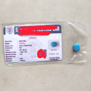 India Mines 3.55cts Firoza Stone Original Certify.