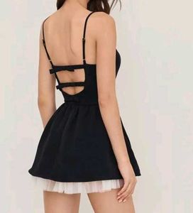 Cider Cute squareneck Black Mini Dress - removing