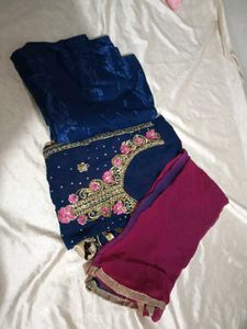 Elegant Embroidered Salwar Suit &amp; free dupatta