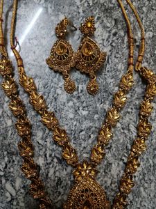 Gold-Tone Necklace &amp; Earring Set with bangles