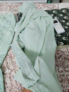 festive special mirror work long gown full sleeves