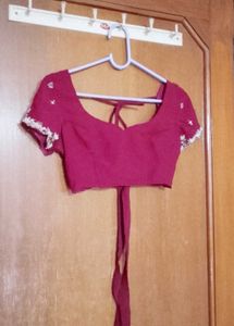 heavy fancy Maroon Ready to wear Saree blouse set