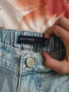 Light Wash Denim Cargo Pants