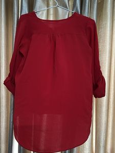 Chic Red Zipper Detail Top