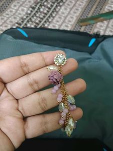 Elegant Dangle Earrings with Floral Accent