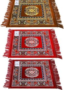 Kuber Industries Velvet Prayer Multipurpose Rug Mat (2 ft X 2 ft, 2-Gold, 2-Red and 2-Maroon=6 Rug Mat) &amp; 1 Kuber Industries Rugs (Red, Velvet, Standard)