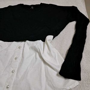 Korean Pinteresty Stylish Black &amp; White Knit Top