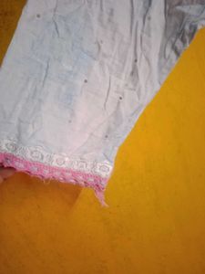 Light Blue Floral Kurta Set Dupatta damege