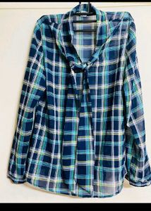 Chic Plaid Bow Blouse