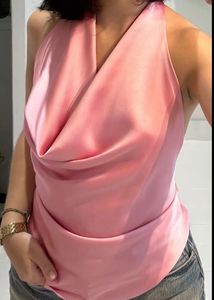 Cowl Neck backless baby Pink Top