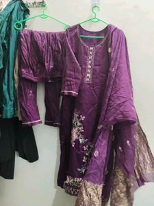 Purple Embroidered Kurta Set