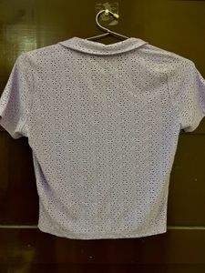 Ginger Lavender schiffli knit top