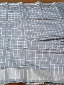 Grey Colour Checked Saree