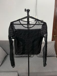 Elegant Black Lace Long Sleeve Top