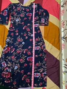 Beautiful Pink Floral N blue Kurti
