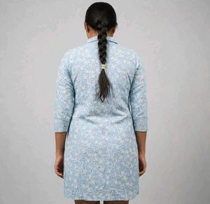 Light Blue Floral Print Kurta