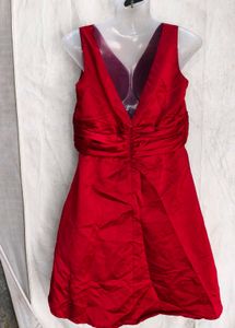 Elegant Red V-Neck Fit &amp; Flare Dress