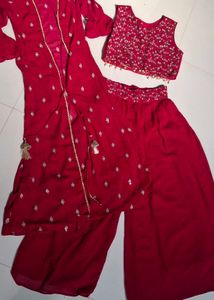 Maroon Embroidered Sharara Suit Set