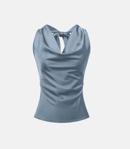Elegant Satin Cowl Neck Top