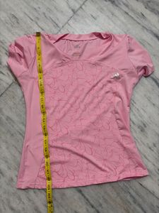 Cute Pink adidas V-Neck Printed T-Shirt