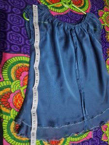 Blue Off-Shoulder Ruffled Top