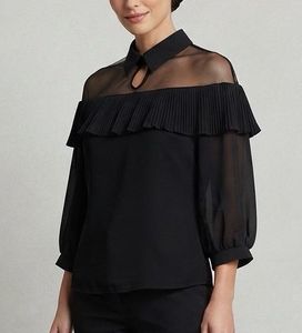 Elegant Mesh-Paneled Blouse