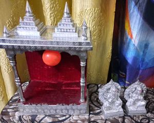 German Silver Lakshmi Ganesha Idol With Mandir