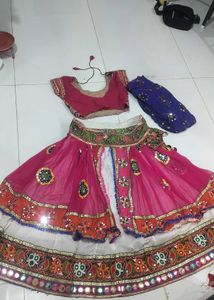 garba dress orange office white Lehenga Choli Set