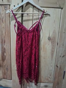 Burgundy Lace Slip Dress