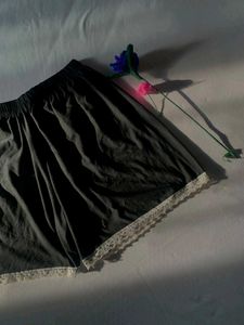 Black Lace Trim Pyjama Set