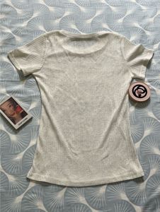 Ribbed Knit Crew Neck T-Shirt