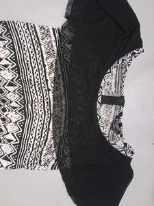 Black &amp; White Patterned Jumpsuit Dress