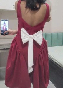 Chic Red Square Neck Dress