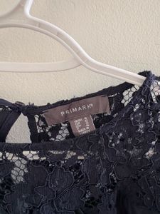 Navy Lace Sleeve Top