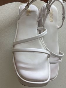Ajio- White Strappy Platform Sandals