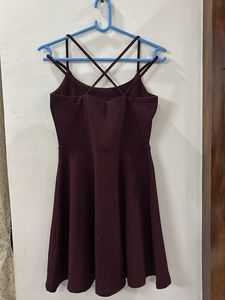 Sparkly Maroon Fit and Flare Dress