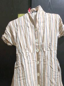 Nice Grey Beige Shirt Type Dress